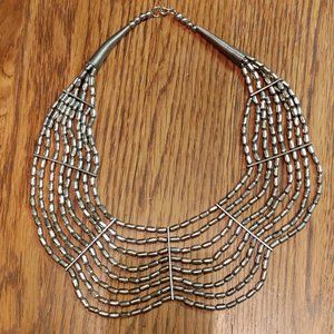 Women's Sterling Silver Beaded Bib Necklace